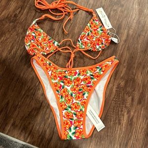 Heavy Manners Miss October Triangle Double String Top and High Cut Full Bottoms
